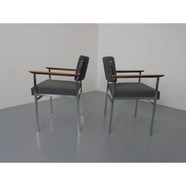 Vintage Square Tubular Tulipwood and Steel Armchairs, Germany, 1960s, Set of 2 For Sale - Image 6 of 15