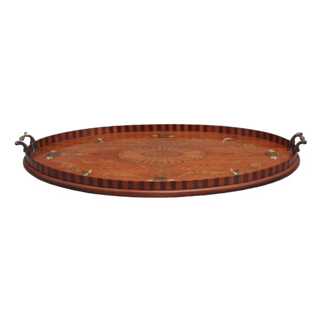 19th Century Inlaid Satinwood Tray, 1880s For Sale