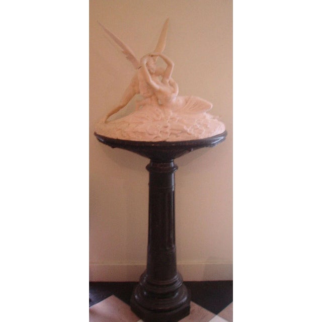 19th Century Palatial Marble Sculpture 'Cupid's Kiss' After Antonio Canova on Conforming Marble Pedestal For Sale - Image 5 of 7