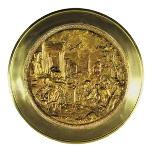 Antique 1900s Brass and Copper Plate/Charger with Roman Scene