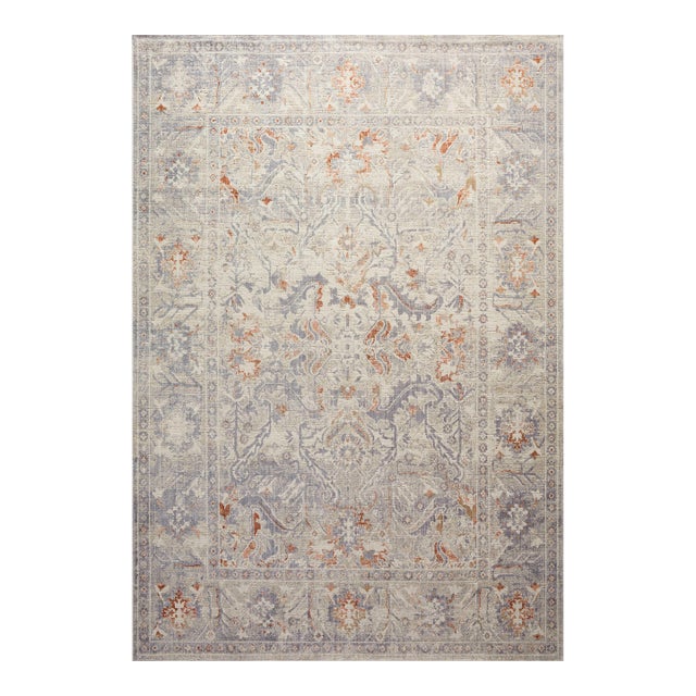 Chris Loves Julia x Loloi Rosemarie Oatmeal / Lavender 3'-7" x 5'-7" Accent Rug For Sale