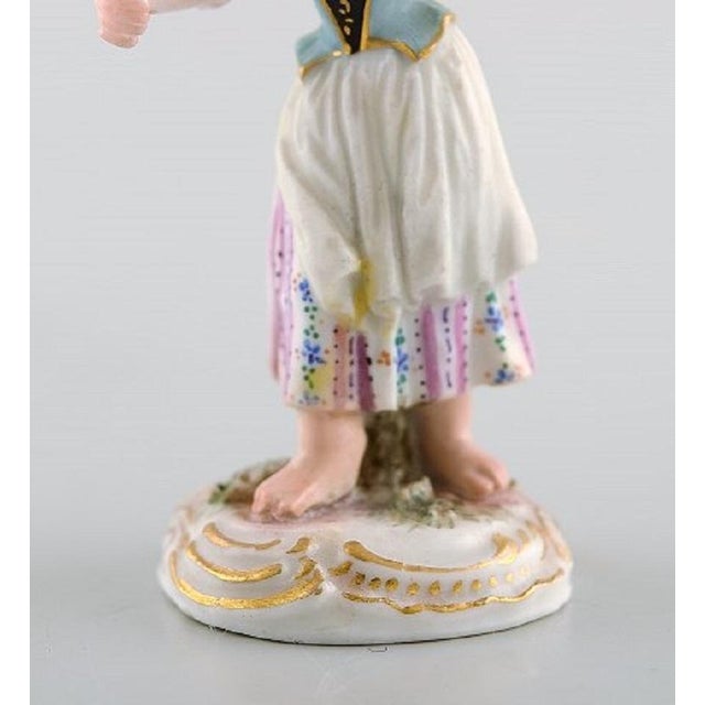 Girl with Flowers Miniature Figure after Johann Joachim Kändler from Meissen For Sale - Image 6 of 8