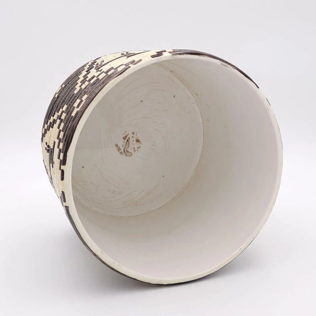 Set of 3 vintage cache pots inspired by Indian design, circa 1970. Made in Italy for Gumps, San Francisco. The larger pot...