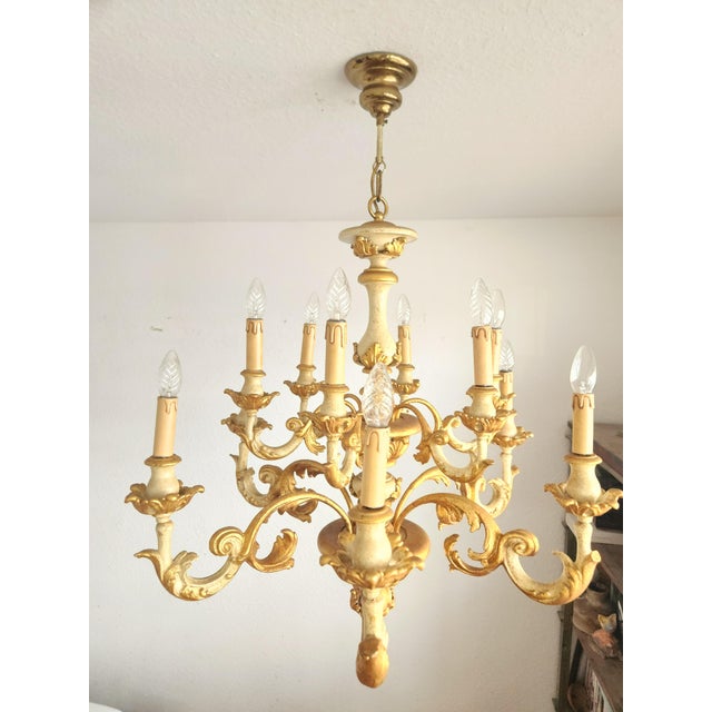 Vintage Florentine Chandelier with Gold Leaf, 1930s For Sale - Image 10 of 18