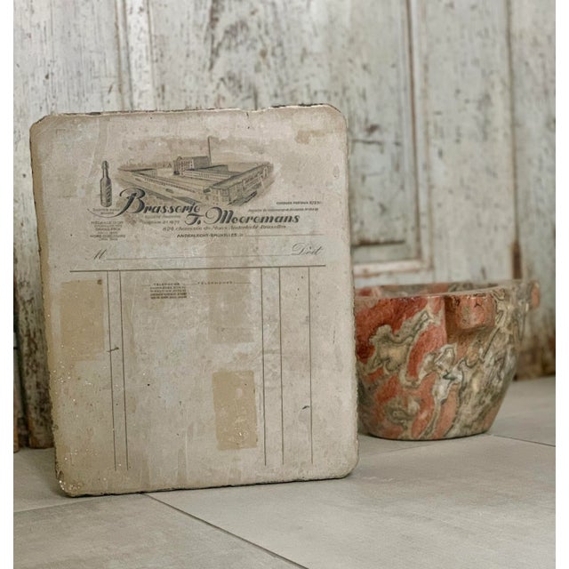 Early 19th Century Antique Belgium Lithographic Limestone Printing Block for a Brasserie in Anderlecht-Bruxelles For Sale - Image 12 of 12