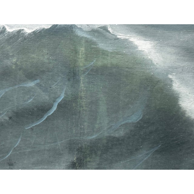 s.s. Shelley Steam Sail Ship in Heavy Seas — Attributed to Lucas Papaluca Early 20th Century Neapolitan Marine Painting | Gouache on Paper | Framed For Sale - Image 16 of 18