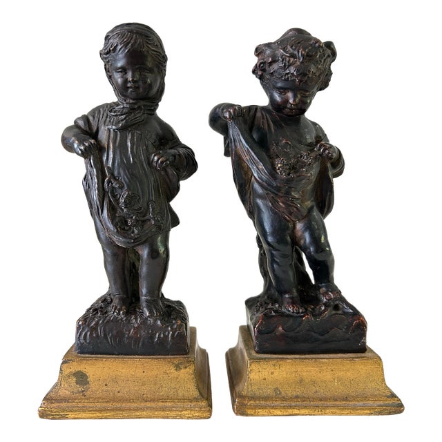 Antique Italian Borghese Cherubini Putti Figurines - A Pair For Sale