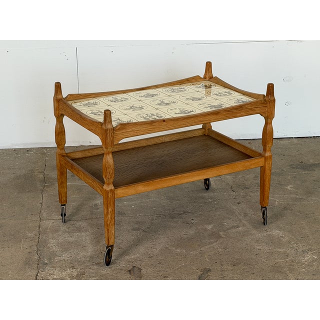 Vintage Danish Oak Tile-Top Bar Trolley by Henning Kjærnulf, 1960s For Sale - Image 9 of 9