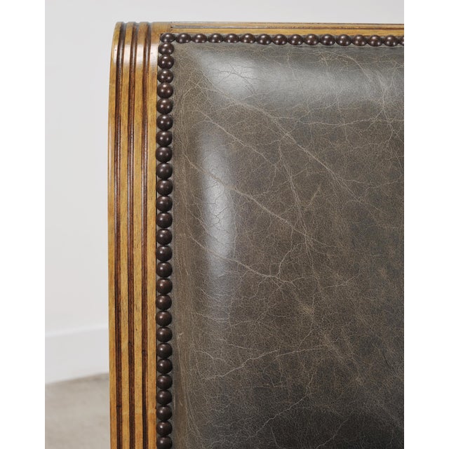 Set of Six Michael Taylor Regency Style Leather Dining Chairs For Sale - Image 13 of 18