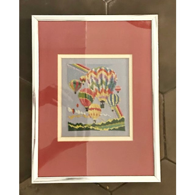 Folk Art Hot Air Balloons Needlepoint, Framed For Sale - Image 11 of 13