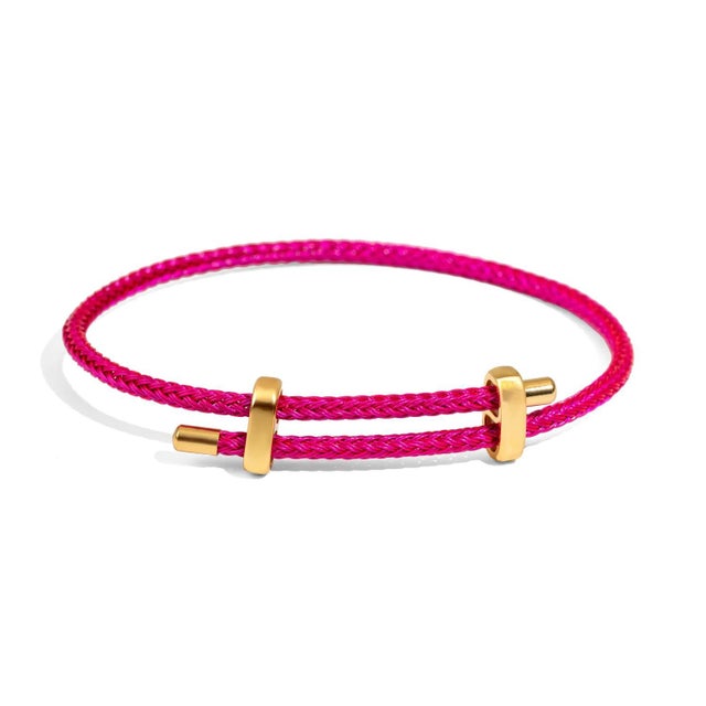 Gold Fuchsia Glow Adjustable Gold Rope Bracelet For Sale - Image 8 of 8