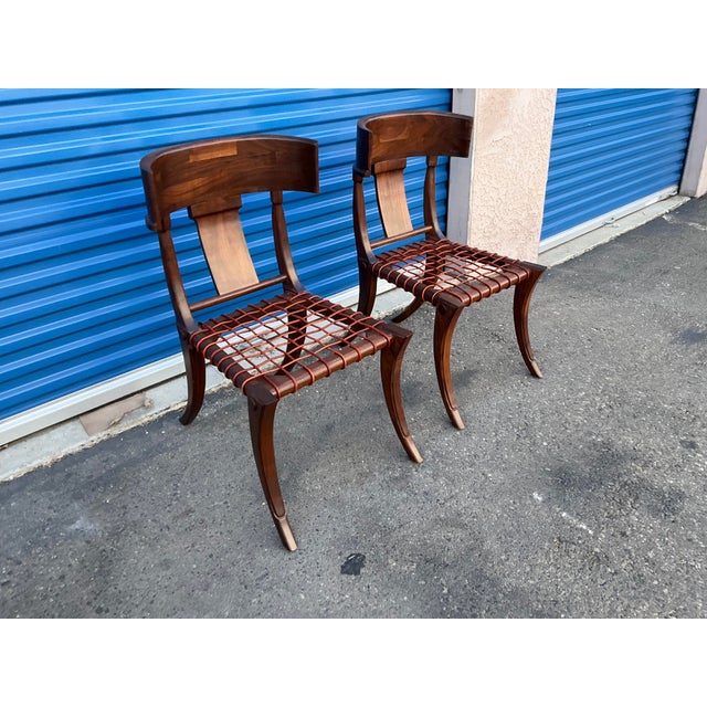 Modern Modern Walnut Klismos Style Chairs - A Pair For Sale - Image 3 of 15