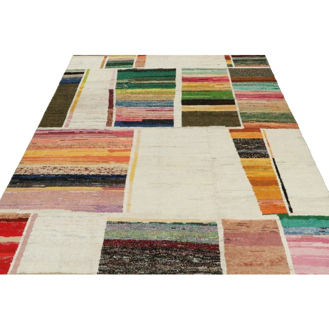 Tribal Rug & Kilim’s Moroccan Style Rug in Polychromatic Geometric Pattern For Sale - Image 3 of 8