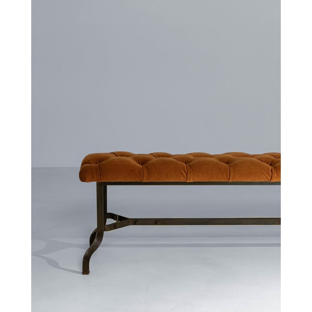 20th Century French Iron Bench With Upholstered Seat For Sale - Image 18 of 18