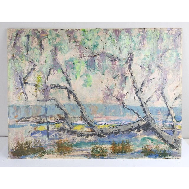 Vintage Modernist Coastal Landscape Painting For Sale In Seattle - Image 6 of 8