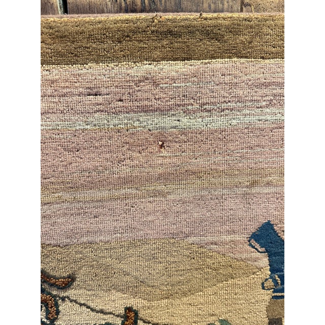 Vintage Grenfell Hooked Rug Sled Dogs Scene Mounted Mat c.1930s Folk Art Textile For Sale - Image 6 of 10