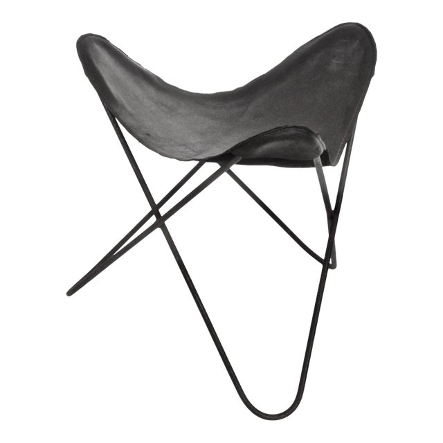 1950s Vintage Jorge Ferrari-Hardoy Black Wrought Iron "Butterfly" Sling Stool For Sale