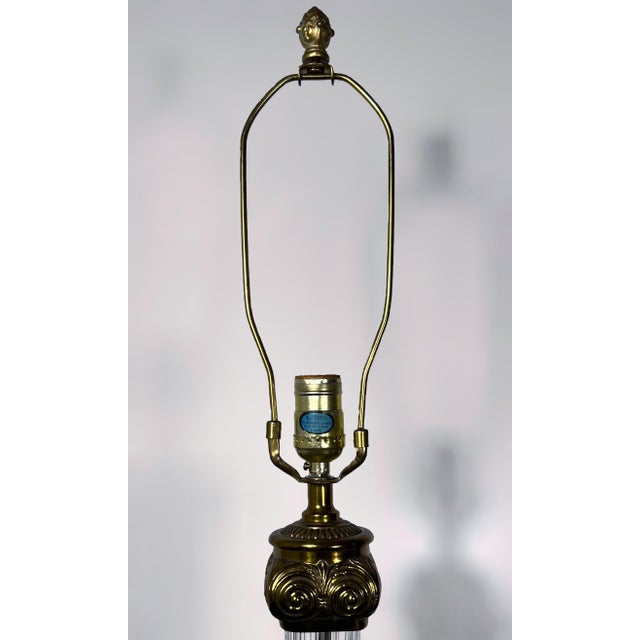 1950s 1950s Monumental 35" Paul Hanson Neoclassical Fluted Crystal & Brass Column Lamp For Sale - Image 5 of 12