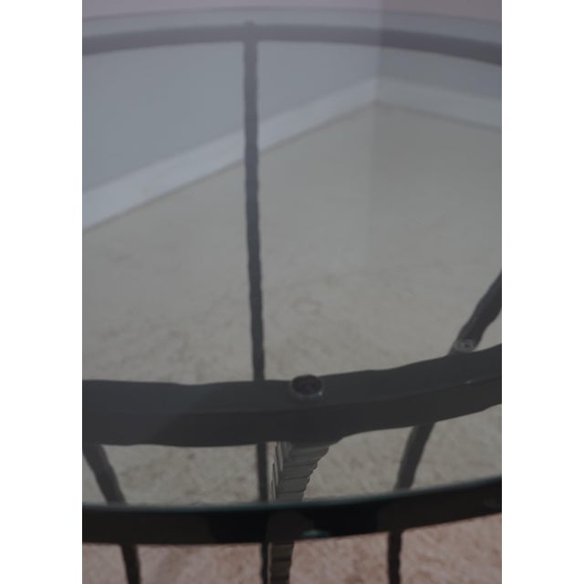 1980s Stickley Round Glass Top Wrought Iron Base Bistro Tall Table For Sale - Image 5 of 11