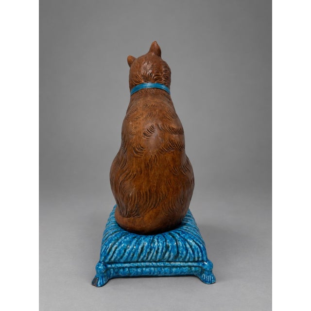 Italian c.b. Bassano Terracotta Majolica Cat on Cushion, Circa 1960s For Sale - Image 4 of 9