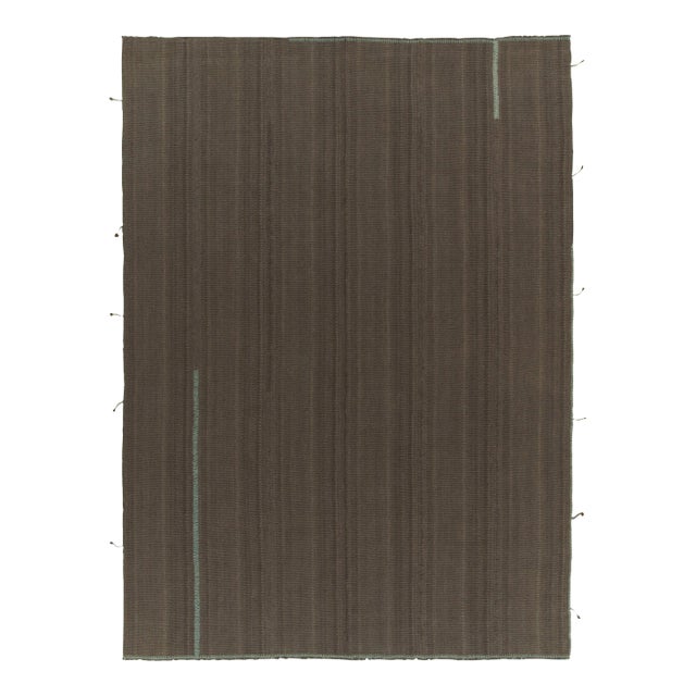 Rug & Kilim’s Contemporary Kilim in Brown With Muted Stripes For Sale