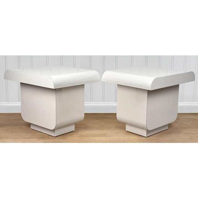 A Pair of Postmodern White Lacquered End Tables, c.1980’s - Pairs Nicely with Many Modern & Eclectic Interiors - Original...