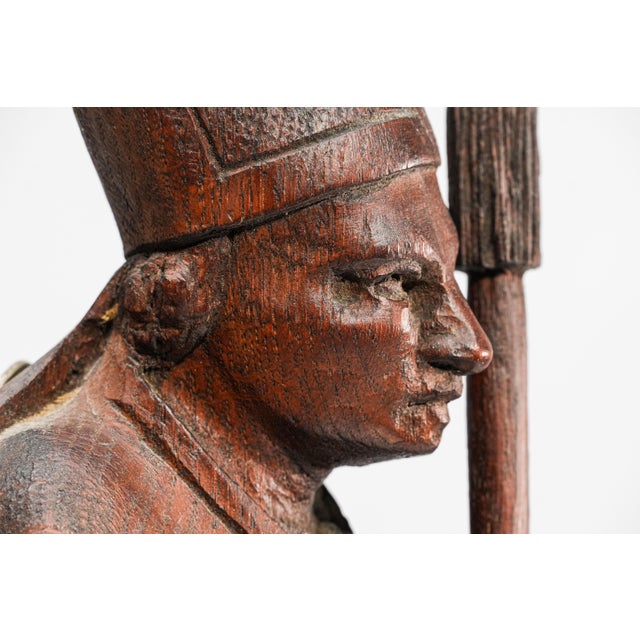 19th Century Folk Art Statue Sculpture Carved Wood Bishop Santos Style For Sale - Image 11 of 17