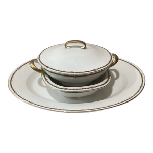Antique Porcelain 3 Piece Set by the Emilien De Tressemanes & Gustave Vogt Limoges France, Circa 1891