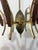 6-Light Chandelier in Brass, Wood and Opal Glass in the style of Stilnovo, 1950 For Sale - Image 10 of 11