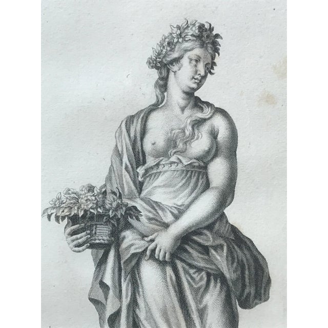 Antique Italian Engraving "The Spring" 1702 Roman Statues For Sale In New York - Image 6 of 8