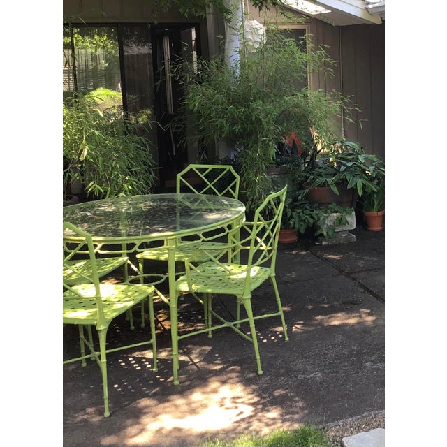 Avocado 1950s Hall Bradley for Brown Jordan Top-Tier Line of “Calcutta”, Solid Cast Aluminum 5 Piece Patio Dining Set, Attributed For Sale - Image 8 of 12