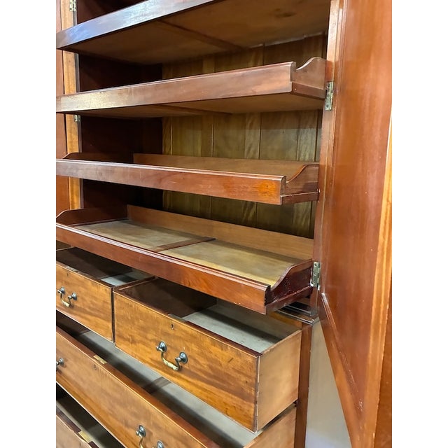 Wood Antique Solid Mahogany English Linen Cabinet Over Chest of Drawers c.1910 For Sale - Image 7 of 9