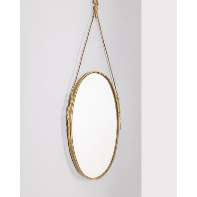 Gold Vintage Wall Mirror in Decorated Brass, 1950s For Sale - Image 8 of 8