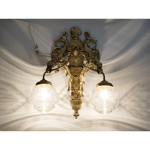 1950s Brass Dragon 2-Light Wall Sconce For Sale - Image 12 of 12