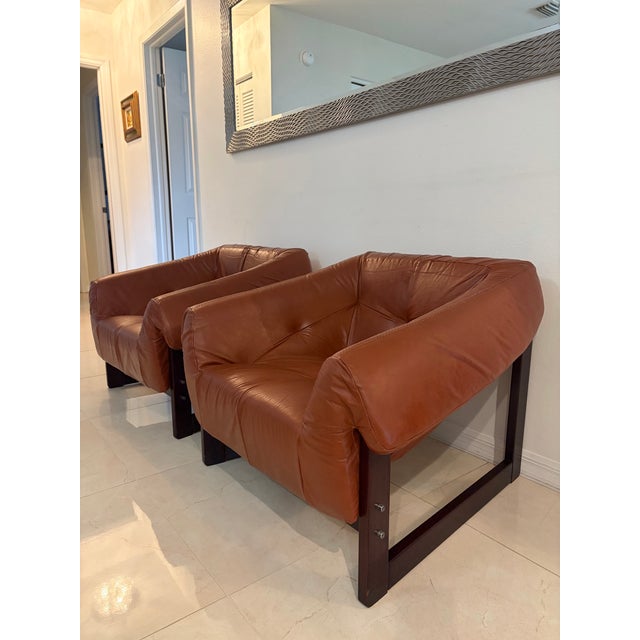 Percival Lafer Mid-Century Modern Percival Lafer Mp-97 Armchairs in Cognac Leather – Pair For Sale - Image 4 of 12