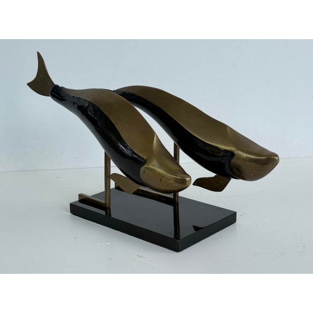 Vintage Brass and Wood Sculpture Depicting Two Fish For Sale In Miami - Image 6 of 8