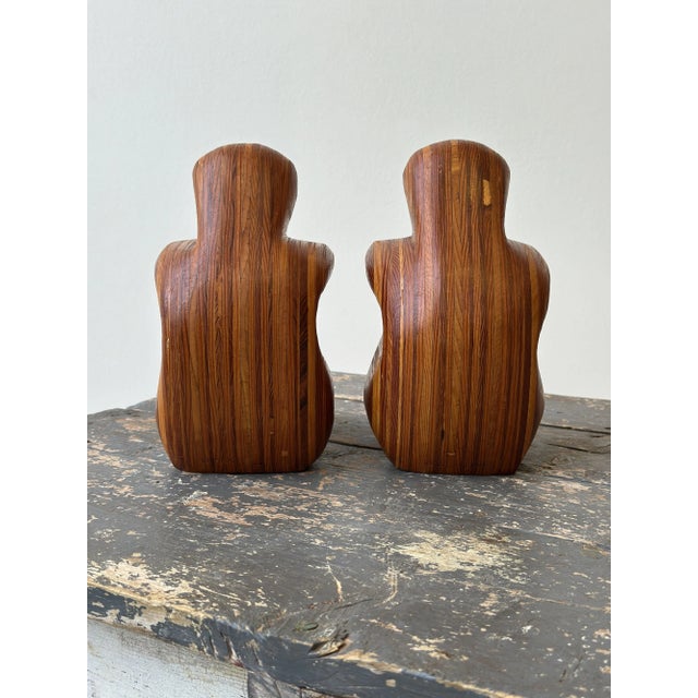Vintage Laminated Wood Figural Bookends by Robert Hargrave, Circa 1970s-80s For Sale - Image 14 of 16