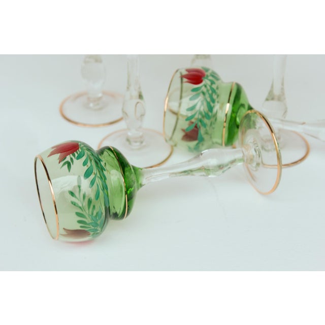 Vintage Italian Wine Glasses with Floral Decoration, 1960s, Set of 6 For Sale - Image 6 of 7