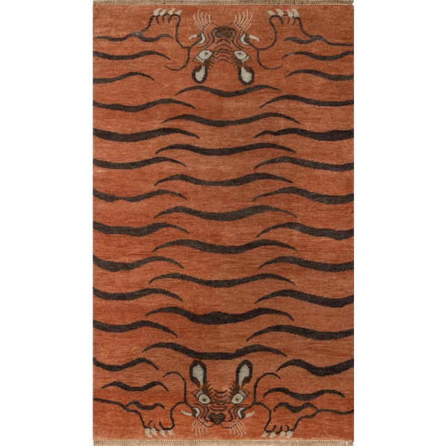 Tanvi Tiger Rust 3'6" X 5'6" Area Rug For Sale