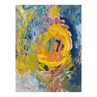 Contemporary Abstract Blue and Yellow Painting For Sale