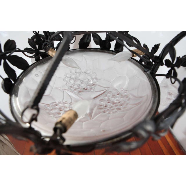 Black 20th Century French Art Nouveau Iron Chandelier For Sale - Image 8 of 10