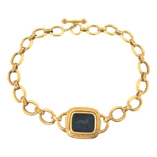 Elizabeth Locke 18k Bloodstone Intaglio Toggle Necklace For Sale