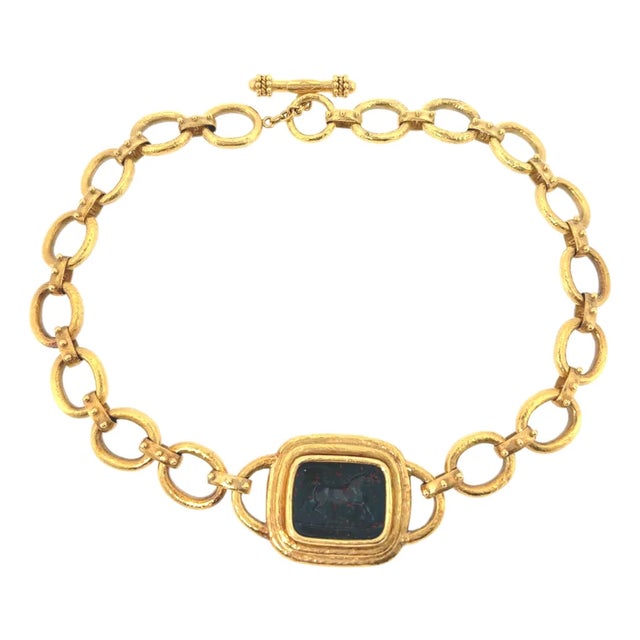 Elizabeth Locke 18k Bloodstone Intaglio Toggle Necklace For Sale