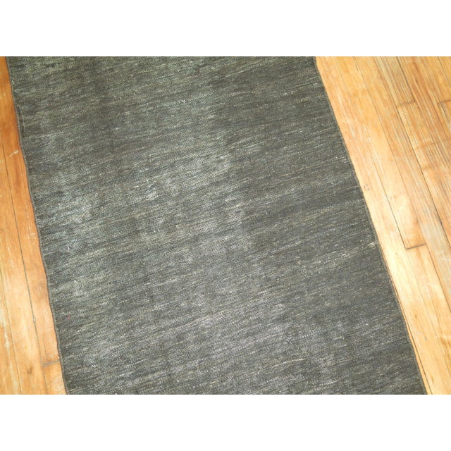 Contemporary Brown Hand Knotted Minimalist Turkish Kilim Runner For Sale - Image 3 of 6