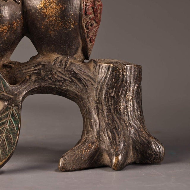 Bronze Figure of Two Owls Perched on a Tree Stump For Sale - Image 9 of 10