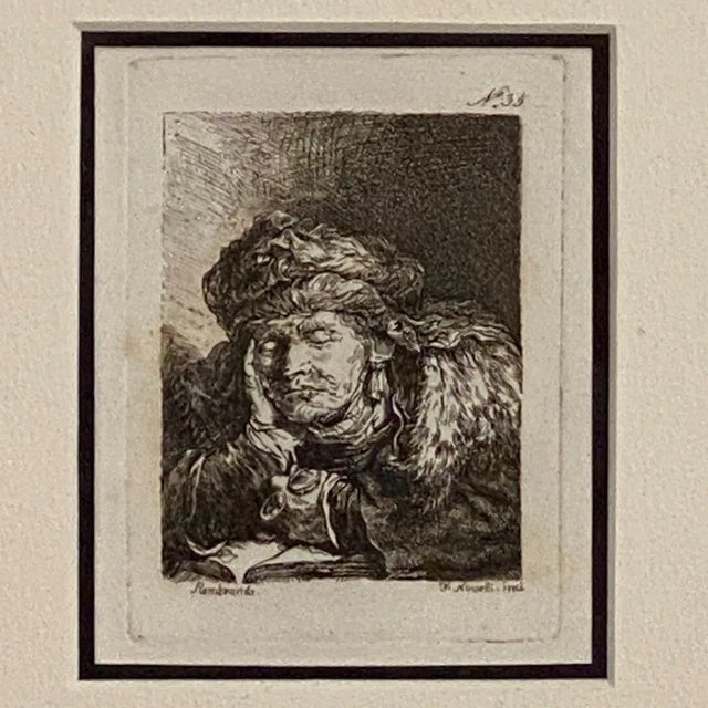 Rembrandt etching done by Francesco Novelli, Italy circa 1770.
