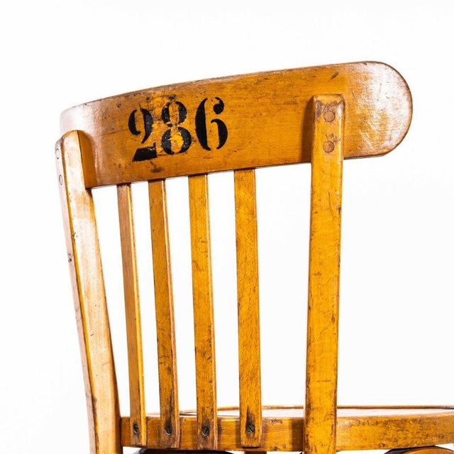 Blonde Oak Bentwood Dining Chairs from Baumann, 1950s, Set of 6 For Sale - Image 10 of 11