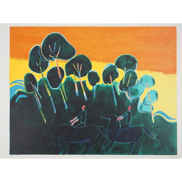 Modern Albert Zavaro, Coucher de soleil en promenade, Lithograph For Sale - Image 3 of 9