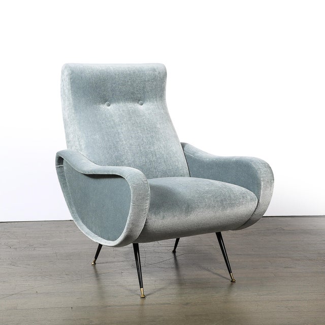 Mid-Century Modernist Lady Arm Chairs in Powder Blue Mohair by Marco Zanuso For Sale - Image 13 of 13