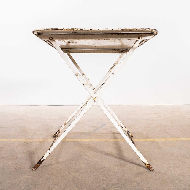 1950s Vintage French White Rectangular Metal Folding Dining Table, 1950s For Sale - Image 5 of 10